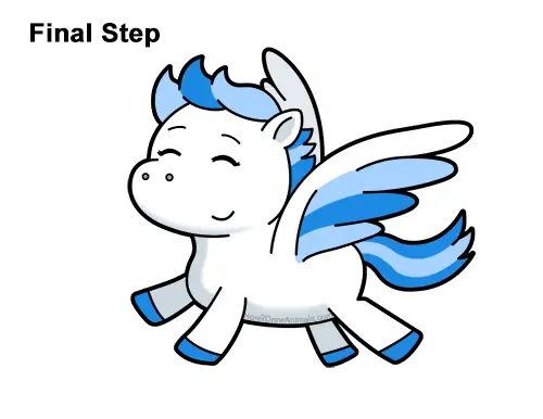 How to Draw Cute Cartoon Pegasus Wings Chibi Kawaii