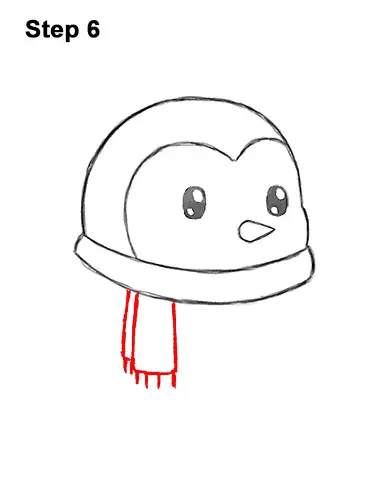 How to Draw Cute Cartoon Penguin Scarf 6