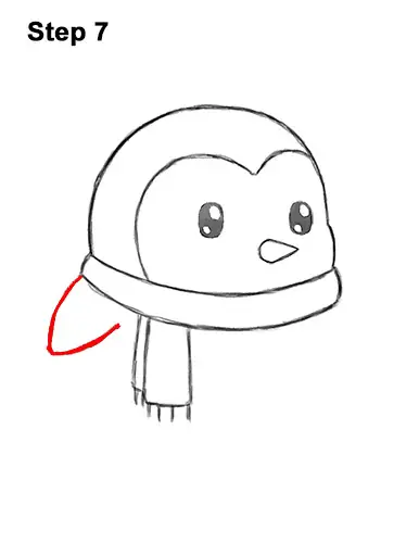 How to Draw Cute Cartoon Penguin Scarf 7