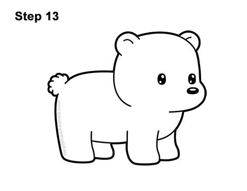 How to Draw Cute Cartoon Polar Bear 13