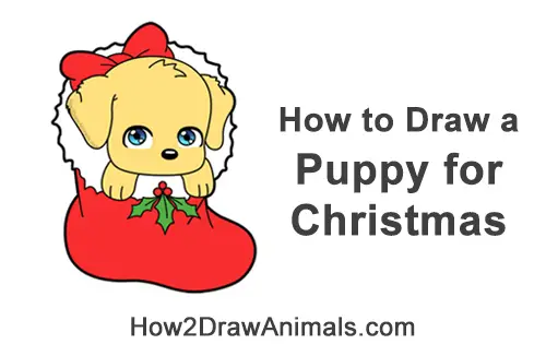 How to Draw a Cute Cartoon Puppy Dog Christmas Stocking Chibi Kawaii