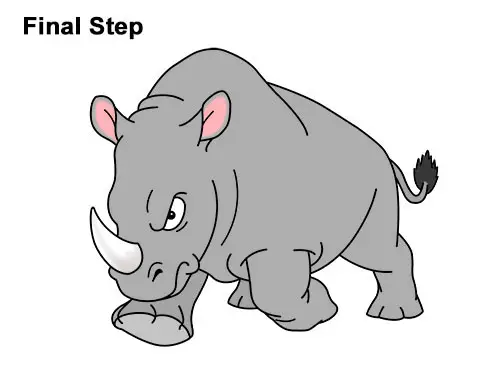 How to Draw Angry Charging Cartoon Rhino Rhinoceros