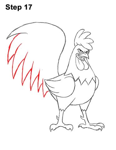 How to Draw a Rooster (Cartoon)