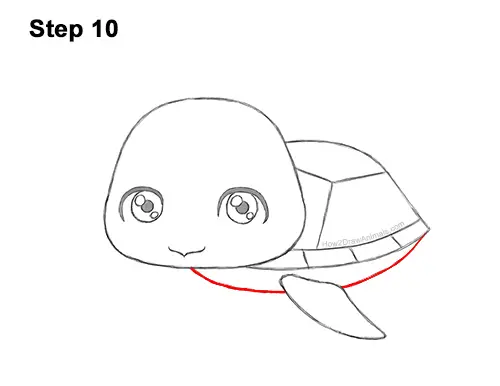 How to Draw a Cute Cartoon Sea Turtle Chibi Kawaii 10