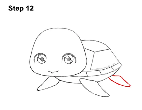 How to Draw a Cute Cartoon Sea Turtle Chibi Kawaii 12
