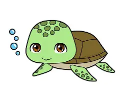 How to draw a Cute Cartoon Sea Turtle Chibi Kawaii