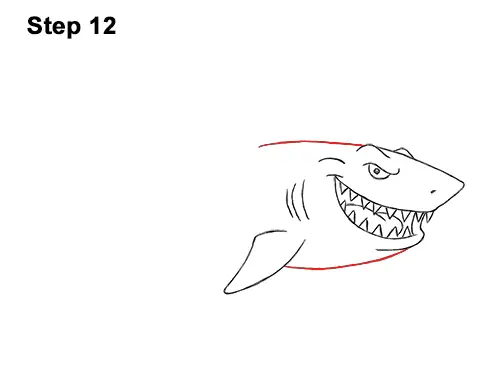 Draw Cartoon Great White Shark 12