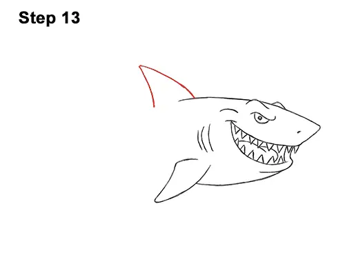Draw Cartoon Great White Shark 13