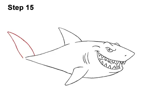 Draw Cartoon Great White Shark 15