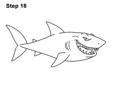 How to Draw a Shark (Cartoon) VIDEO & Step-by-Step Pictures