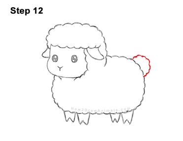 how to draw a sheep step by step