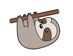 How to draw a Cute Cartoon Sloth Hanging