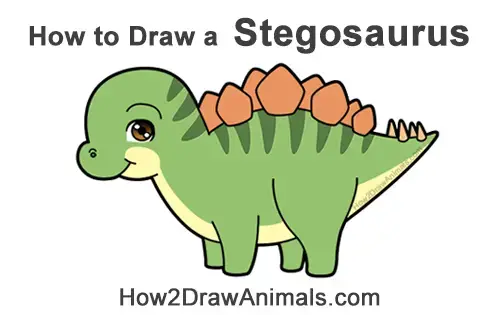 How to Draw a Stegosaurus Dinosaur (Cartoon) VIDEO & Step-by-Step Pictures