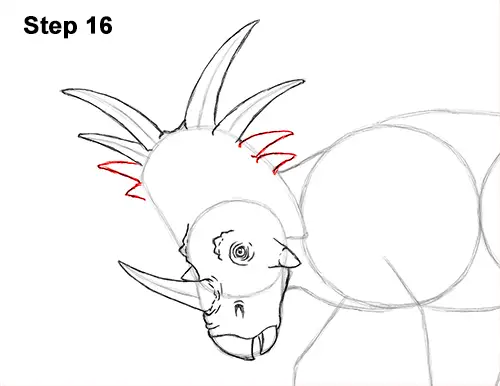 How to Draw Styracosaurus Dinosaur Horns Charging 16