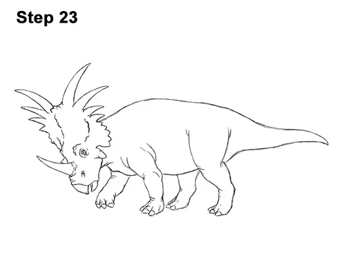 How to Draw Styracosaurus Dinosaur Horns Charging 23