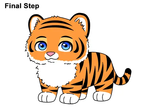 Draw Cartoon Mini Little Tiger Cub
