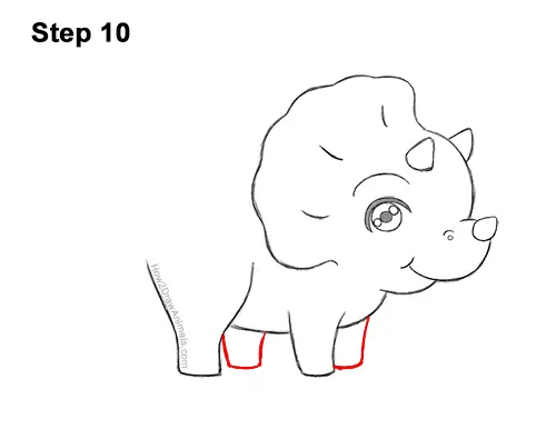 How to Draw a Cute Cartoon Triceratops Dinosaur Chibi Kawaii 10