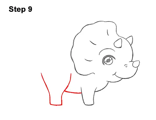 How to Draw a Cute Cartoon Triceratops Dinosaur Chibi Kawaii 9
