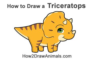 How to Draw a Triceratops (Cartoon) VIDEO & Step-by-Step Pictures