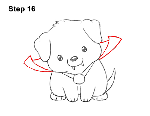 How to Draw Cute Cartoon Puppy Dog Vampire Dracula Halloween 16