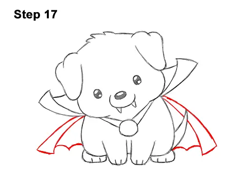 How to Draw Cute Cartoon Puppy Dog Vampire Dracula Halloween 17