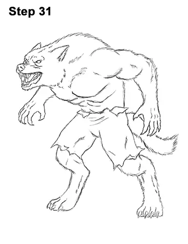 How to Draw Growling Snarling Scary Angry Werewolf 31