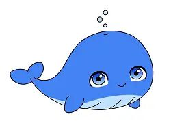 How to draw a Cute Cartoon Blue Whale Chibi Kawaii