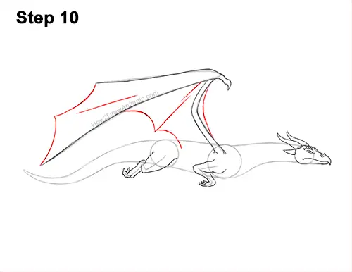 How to Draw a Wind Dragon Flying Wings 10