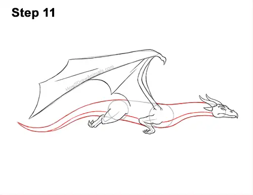 How to Draw a Wind Dragon Flying Wings 11