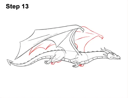 How to Draw a Wind Dragon Flying Wings 13