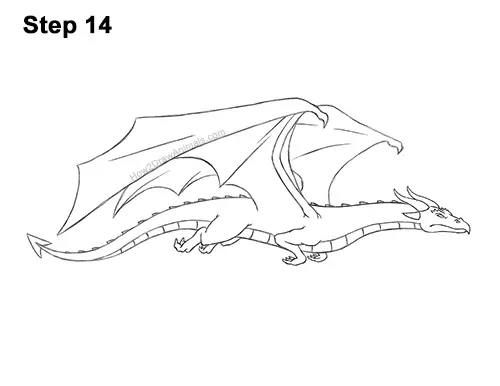 How to Draw a Wind Dragon Flying Wings 14
