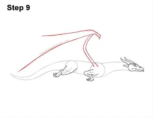 How to Draw a Wind Dragon Flying Wings 9