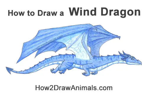 How to Draw a Blue Wind Dragon Flying Wings Color