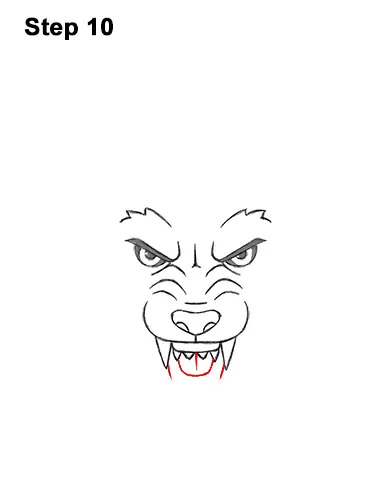 How to Draw Angry Growling Snarling Cartoon Wolf Head 10