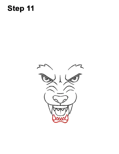 How to Draw Angry Growling Snarling Cartoon Wolf Head 11