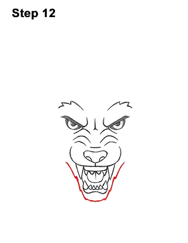 How to Draw Angry Growling Snarling Cartoon Wolf Head 12