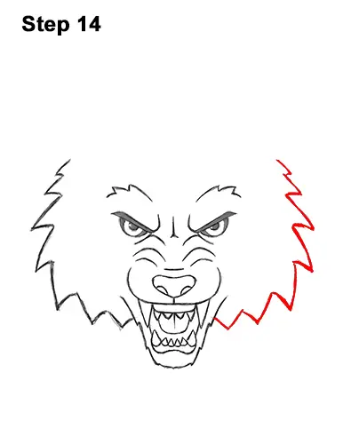 How to Draw Angry Growling Snarling Cartoon Wolf Head 14