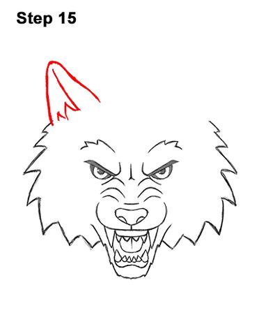 how to draw an angry wolf head