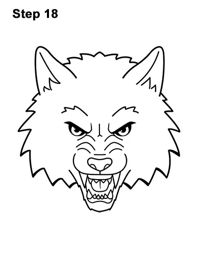 How to Draw Angry Growling Snarling Cartoon Wolf Head 18