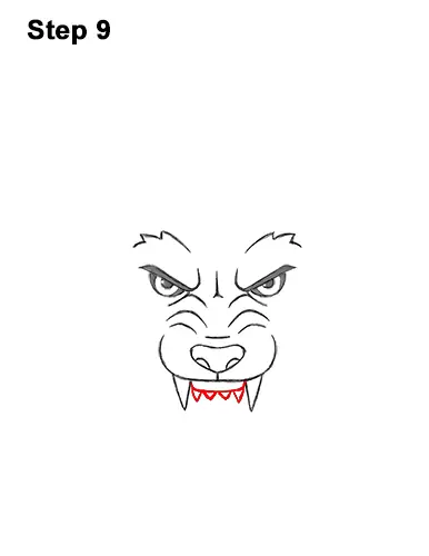 How to Draw Angry Growling Snarling Cartoon Wolf Head 9
