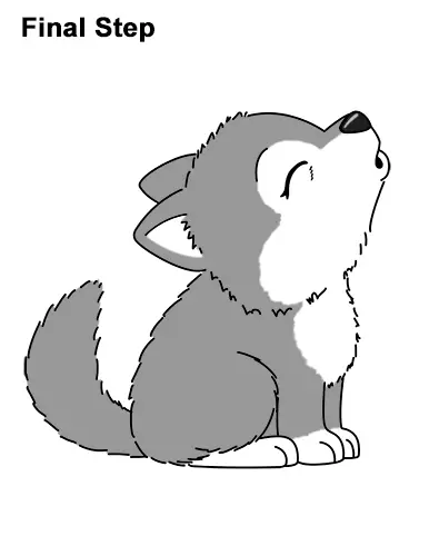 How to Draw Cute Little Cartoon Wolf Pup Cub Howling