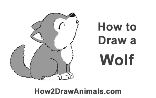 How to Draw Cute Little Cartoon Wolf Pup Cub Howling