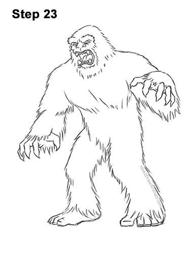 How to Draw a Yeti Abominable Snowman Monster 23